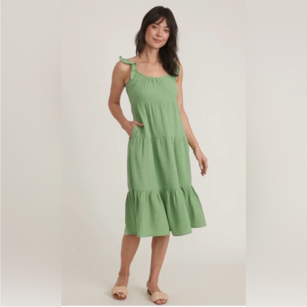 Green 100% Cotton gauze Sundress